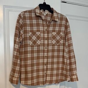 a.n.a Brown Plaid Button Down Shirt